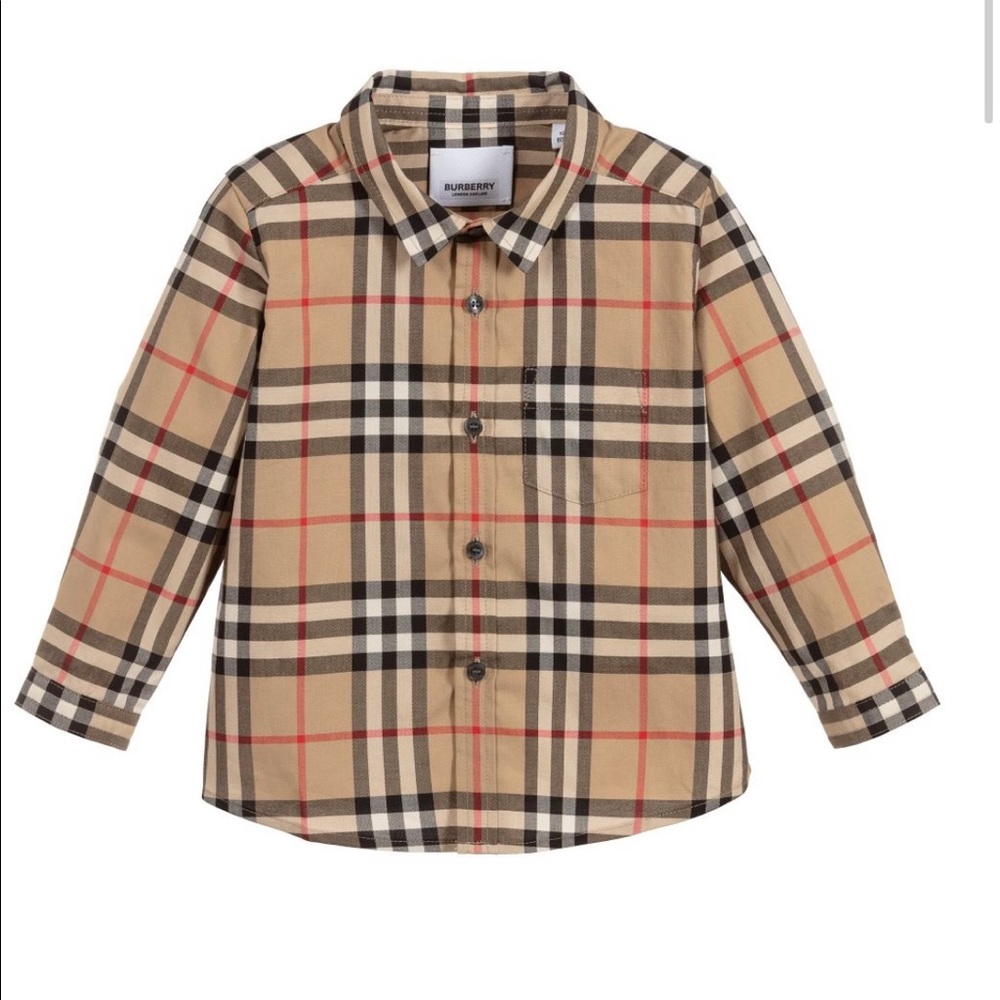Authentic babe boys Burberry Beige Cotton Check Shirt